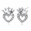 Thumbnail Image 0 of Child's Cubic Zirconia Heart with Crown Stud Earrings in Sterling Silver
