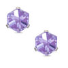 Thumbnail Image 0 of Child's 4mm Faceted Cube Purple Cubic Zirconia Solitaire Stud Earrings in Sterling Silver