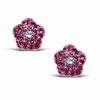 Thumbnail Image 0 of Child's Pink Crystal Flower Stud Earrings in Sterling Silver