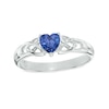Thumbnail Image 0 of 5mm Heart-Shaped Blue Cubic Zirconia Celtic-Style Ring in Sterling Silver - Size 7