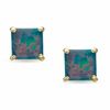 Thumbnail Image 0 of 5.0mm Princess-Cut Simulated Black Opal Stud Earrings in 10K Gold