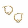 Thumbnail Image 0 of Cubic Zirconia Heart Hoop Earrings in 10K Gold