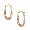 Thumbnail Image 0 of Child's Scalloped Hoop Earrings in 10K Tri-Tone Gold