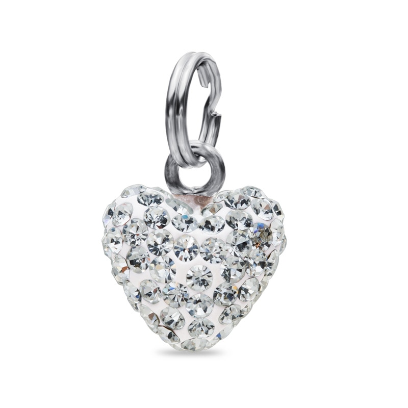 Crystal Heart Charm in Sterling Silver