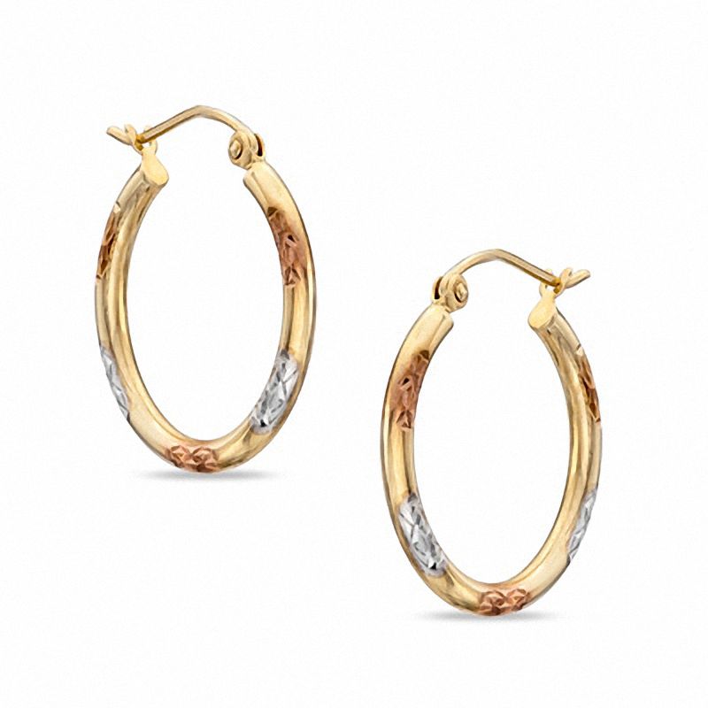 20mm or 25mm Details about  / 10K Gold Three-Tone  Hoop Earrings