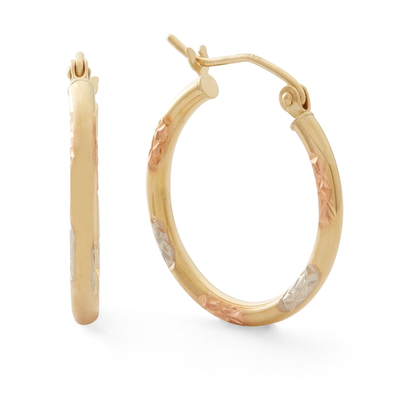 20mm Hoop Earrings in 10K Tri-Tone Gold