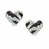 Thumbnail Image 0 of Black and White Crystal Zebra Heart Stud Earrings in 10K Gold