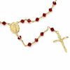 Thumbnail Image 0 of Rosary Necklace Made with Red Crystals in Brass with 14K Gold Plate - 26"