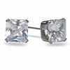 Thumbnail Image 0 of 7.0mm Square-Cut Cubic Zirconia Stud Earrings in Stainless Steel