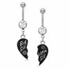 Thumbnail Image 0 of 014 Gauge Breakable "Big Sis" and "Little Sis" Heart Dangle Belly Button Ring Set in Stainless Steel