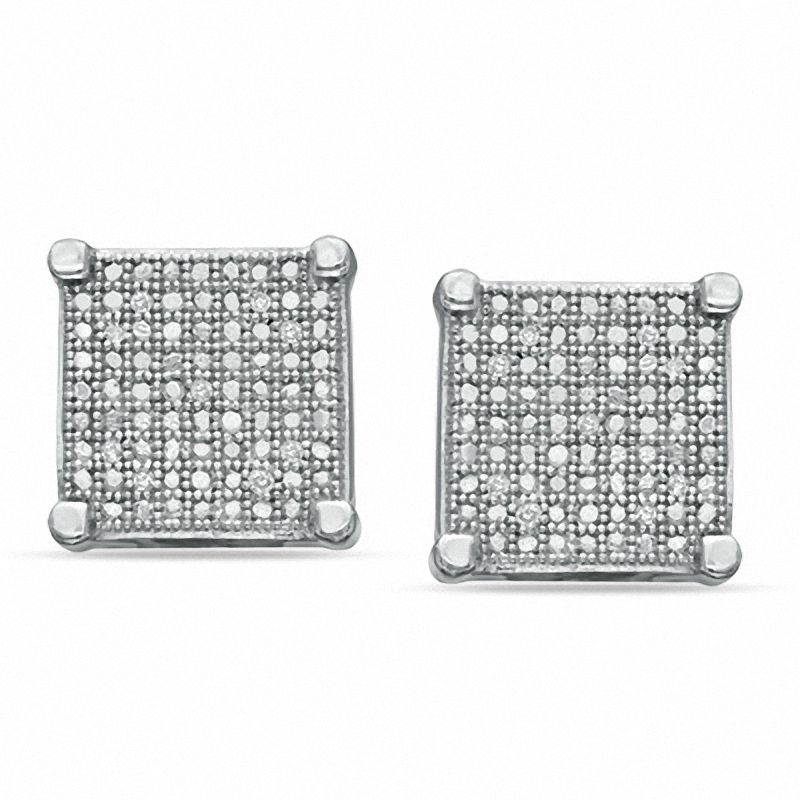 1/20 CT. T.W. Diamond Square Stud Earrings in Sterling Silver