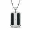 Thumbnail Image 0 of Diamond Accent Dog Tag Pendant in Stainless Steel with Carbon Fiber Inlay - 24"