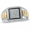 Thumbnail Image 0 of 1/8 CT. T.W. Diamond Square Ridged Ring in Two-Tone Stainless Steel