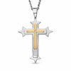 Thumbnail Image 0 of Diamond Accent Gothic Cross Pendant in Two-Tone Stainless Steel - 24"