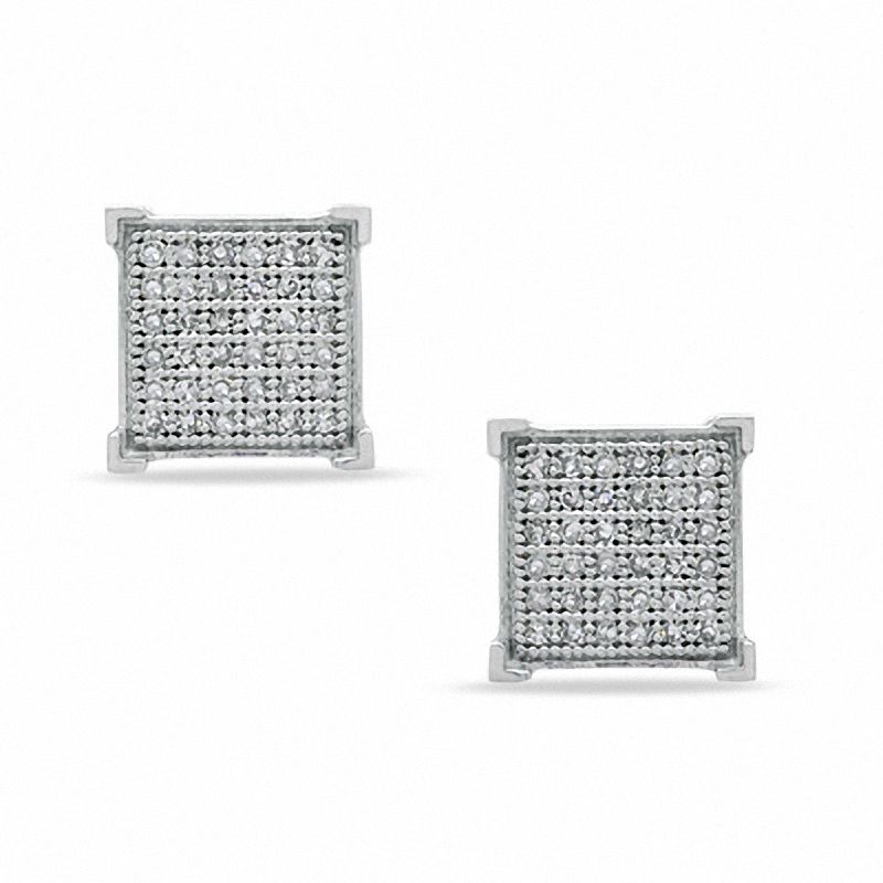 1/5 CT. T.W. Diamond Square Stud Earrings in Sterling Silver