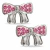 Thumbnail Image 0 of Child's Pink Crystal Bow Stud Earrings in Sterling Silver
