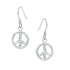 Thumbnail Image 0 of Child's Crystal Peace Sign Drop Earrings in Sterling Silver