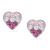 Thumbnail Image 0 of Child's Purple and White Crystal Heart Stud Earrings in Sterling Silver