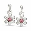 Thumbnail Image 0 of Child's Pink Crystal Flower Drop Earrings in Sterling Silver