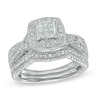 Thumbnail Image 0 of 1/4 CT. T.W. Princess-Cut Diamond Composite Frame Vintage-Style Bridal Set in Sterling Silver - Size 7