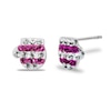 Thumbnail Image 0 of Child's Pink and White Crystal Mittens Stud Earrings in Sterling Silver