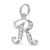 Thumbnail Image 0 of Cubic Zirconia Calligraphy Initial "R" Bracelet Charm in Sterling Silver