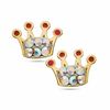 Thumbnail Image 0 of Cubic Zirconia Enamel Crown Stud Earrings in 10K Gold