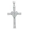 Thumbnail Image 0 of Cubic Zirconia Heart Wrapped Cross Charm in Sterling Silver