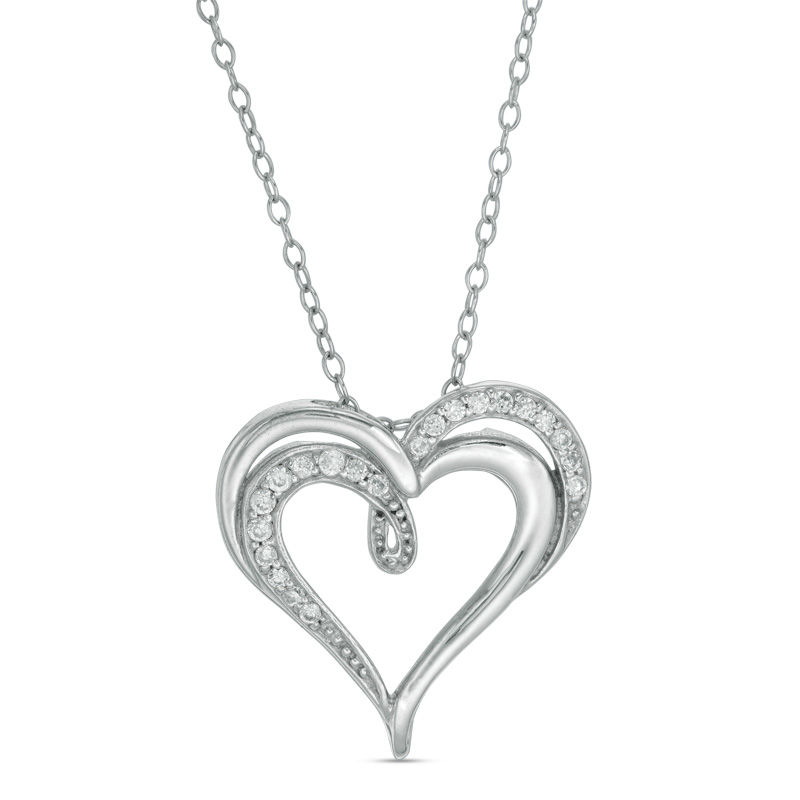 Cubic Zirconia Curly Heart Pendant in Sterling Silver