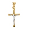 Thumbnail Image 0 of Small Textured Crucifix Two-Tone Necklace Charm in 10K Stamp Hollow Gold