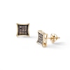 Thumbnail Image 0 of 1/5 CT. T.W. Champagne Diamond Concave Square Stud Earrings in Sterling Silver with 14K Gold Plate - XL Post