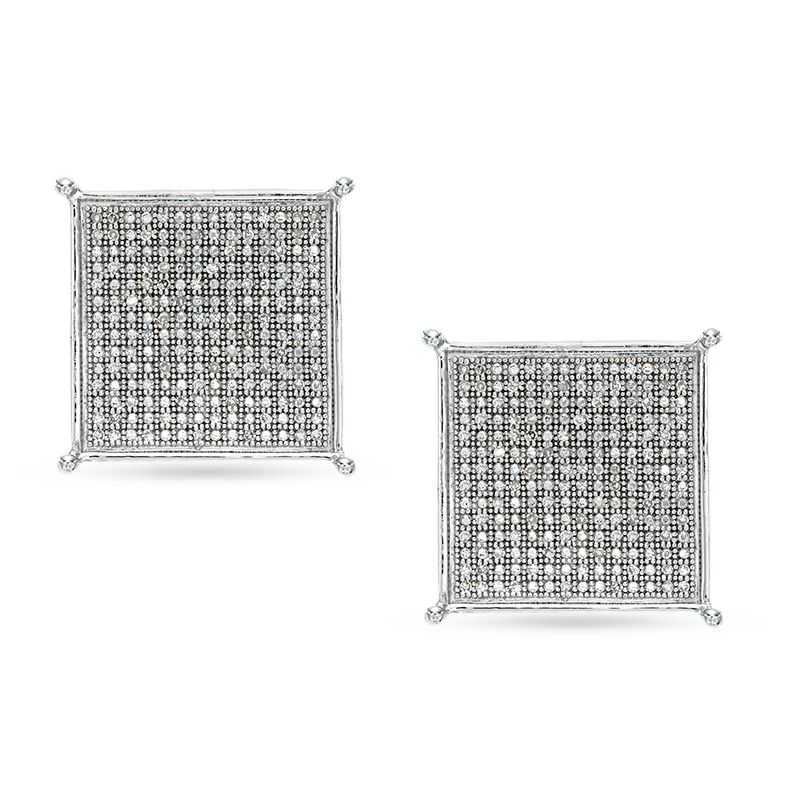 1/3 CT. T.W. Composite Diamond Square Stud Earrings in Sterling Silver