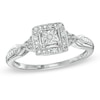 Thumbnail Image 0 of Diamond Accent Beaded Square Frame Promise Ring in Sterling Silver