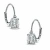 Thumbnail Image 0 of 5mm Cushion-Cut White Topaz and Diamond Accent Drop Earrings in Sterling Silver