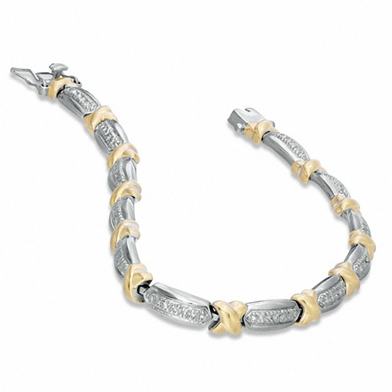 Diamond Accent "X" Collar Necklace, Bracelet and Earrings Set in Bronze and 18K Gold Plate