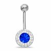 Thumbnail Image 0 of 014 Gauge Belly Button Ring with Blue and White Crystals in Stainless Steel