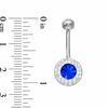 Thumbnail Image 1 of 014 Gauge Belly Button Ring with Blue and White Crystals in Stainless Steel