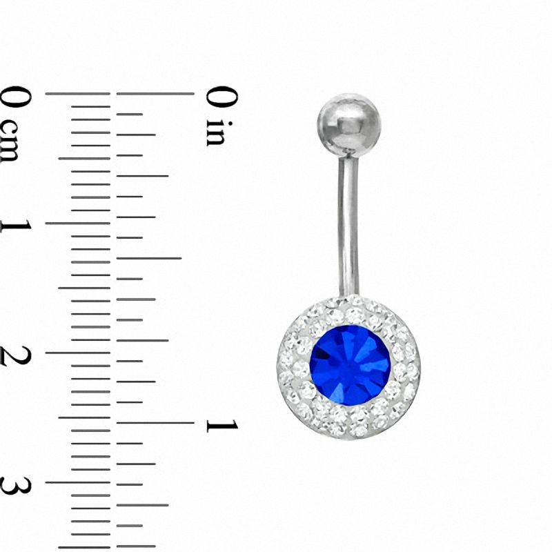 014 Gauge Belly Button Ring with Blue and White Crystals in Stainless Steel