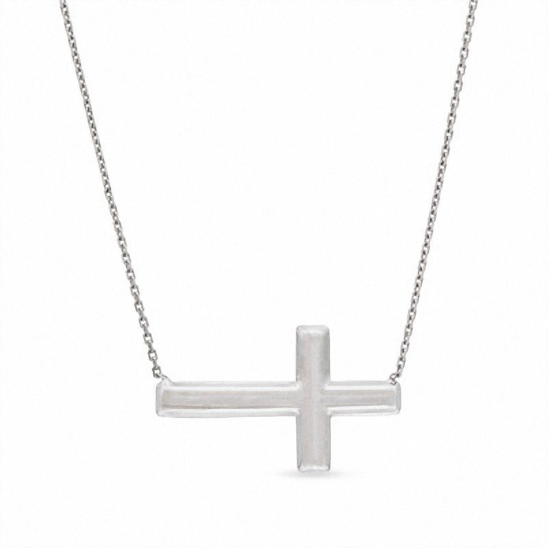 Adjustable Sideways Cross Necklace in Sterling Silver