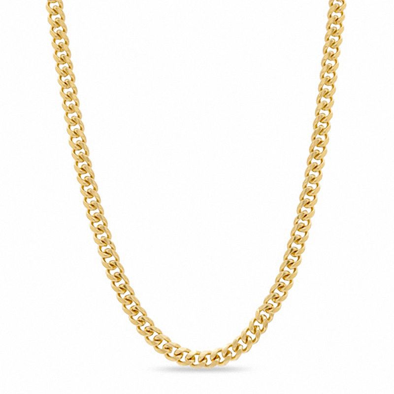 Brass with 14K Gold Plate 4mm Cuban Link Chain Necklace - 24"