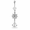 Thumbnail Image 0 of 014 Gauge Dangle Belly Button Ring in Stainless Steel with Brass Anchor and Helm