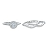 Thumbnail Image 0 of 6mm Cubic Zirconia Three Piece Bridal Set in Sterling Silver - Size 7
