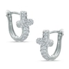 Thumbnail Image 0 of Cubic Zirconia Cross Huggie Hoop Earrings in Sterling Silver