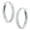 Thumbnail Image 0 of Diamond-Cut Oval Hoop Earrings in Sterling Silver