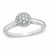Thumbnail Image 0 of 1/5 CT. T.W. Composite Diamond Frame Engagement Ring in Sterling Silver with Platinum Plate - Size 7