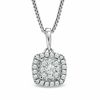 Thumbnail Image 0 of 1/3 CT. T.W. Composite Diamond Cushion Frame Pendant in Sterling Silver with Platinum Plate