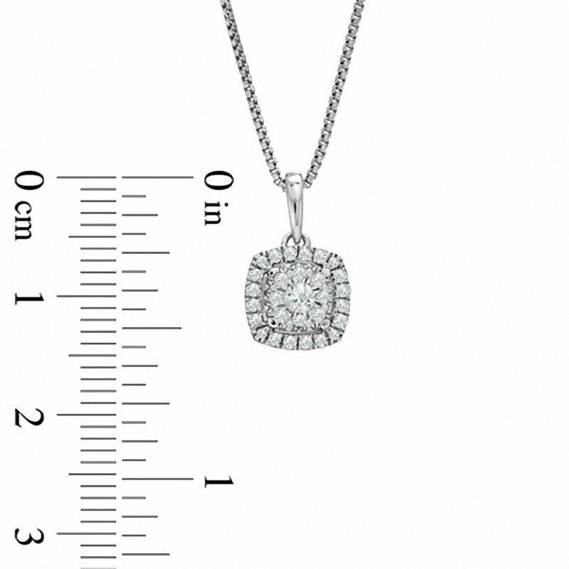 1/3 CT. T.W. Composite Diamond Cushion Frame Pendant in Sterling Silver with Platinum Plate