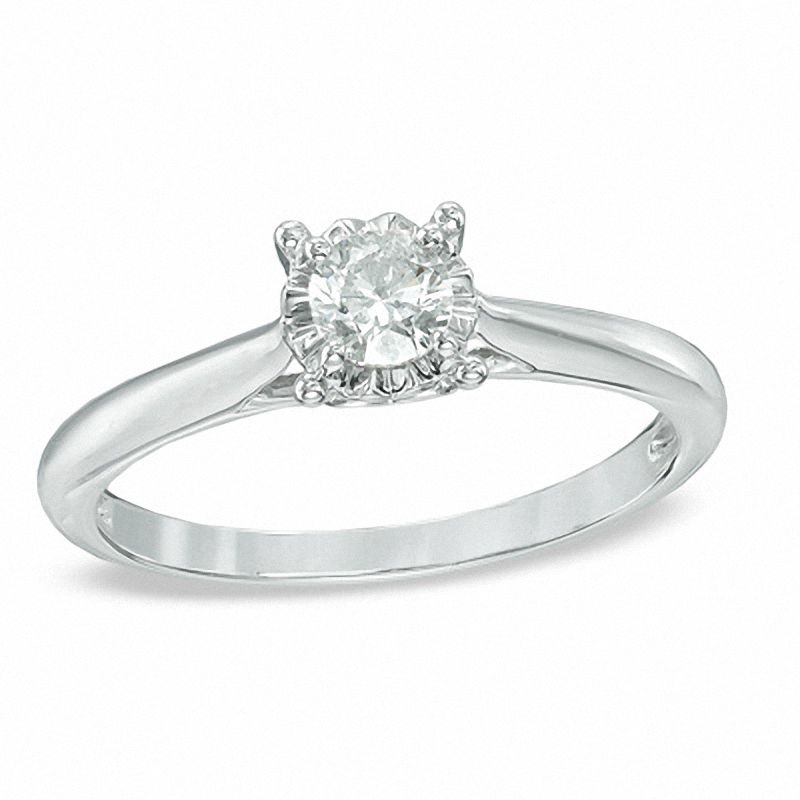 1/3 CT. Diamond Solitaire Engagement Ring in 10K White Gold - Size 7