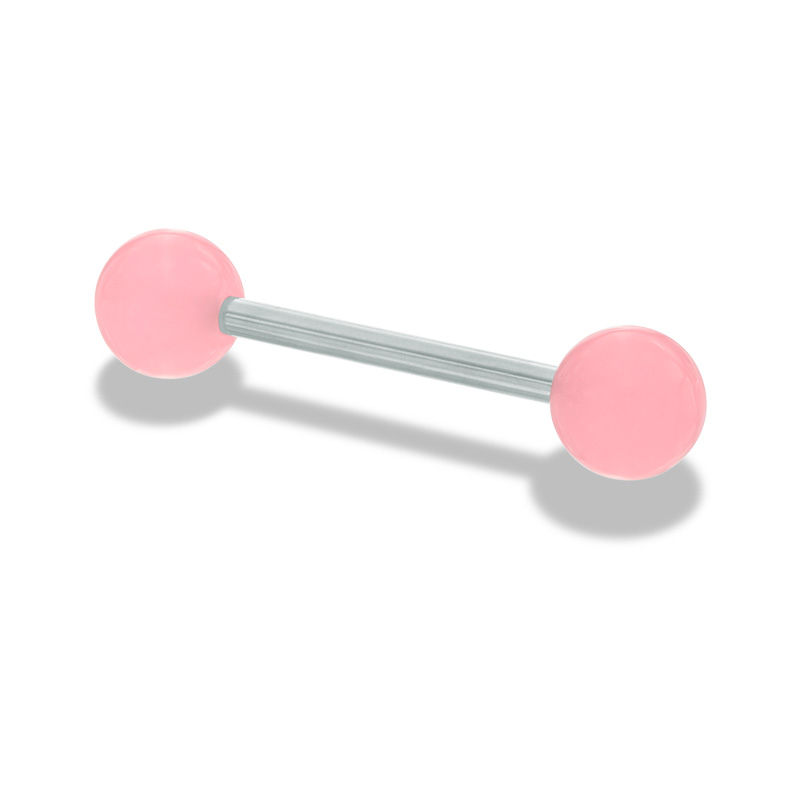 Stainless Steel UV Pastel Pink Acrylic Barbell - 14G 5/8"