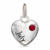 Thumbnail Image 0 of "July" Heart Charm with Red Crystal in Sterling Silver